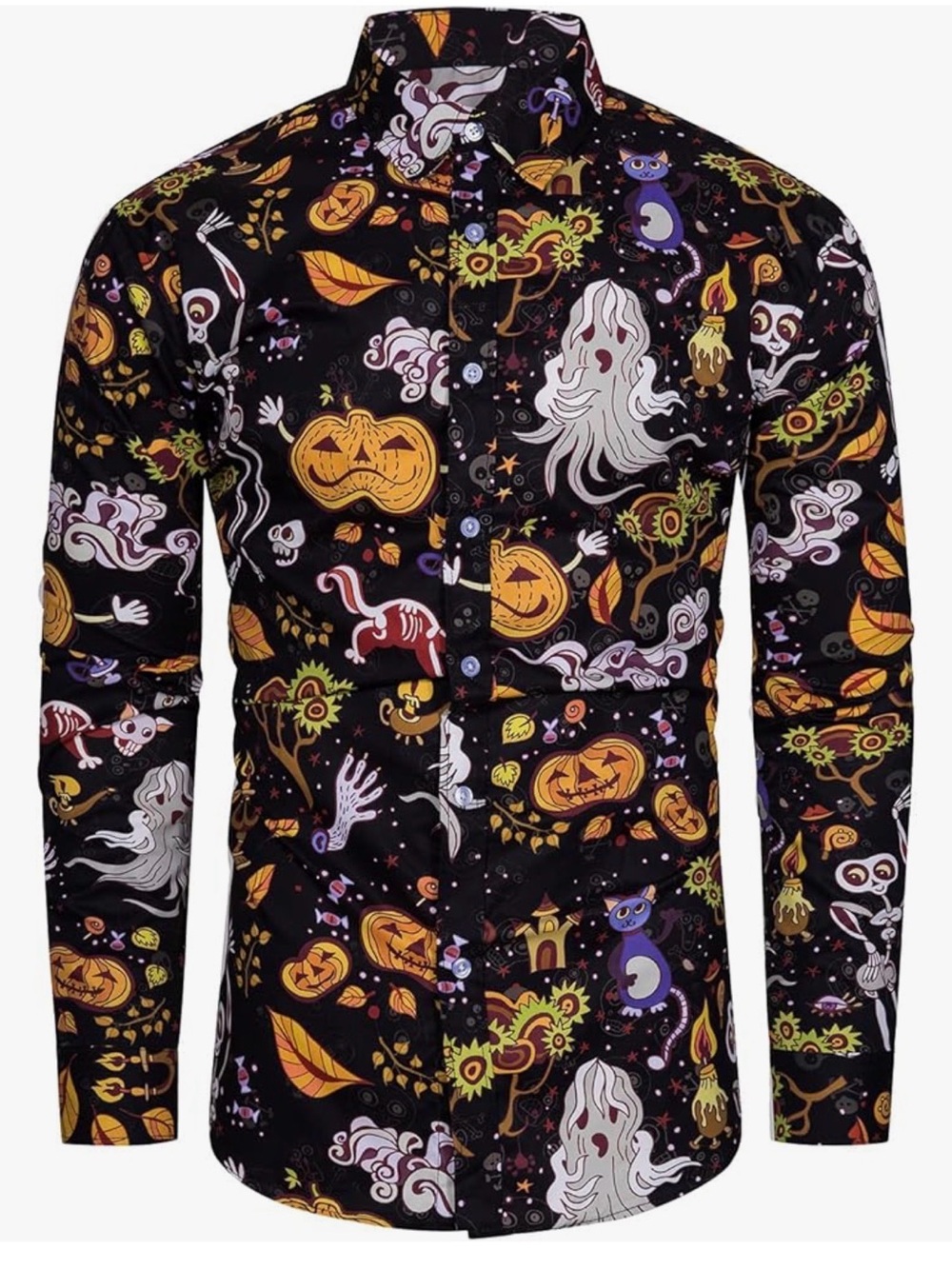 Men's Halloween Print Long Sleeve Shirt | Size: XXL
